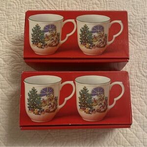 Vintage Nikko Ceramics Happy Holiday “Here Comes Santa” Variant Mugs